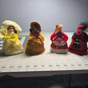 Set of 4 Vintage 1970s Walco Li’l Missy Beaded Sequin Dolls